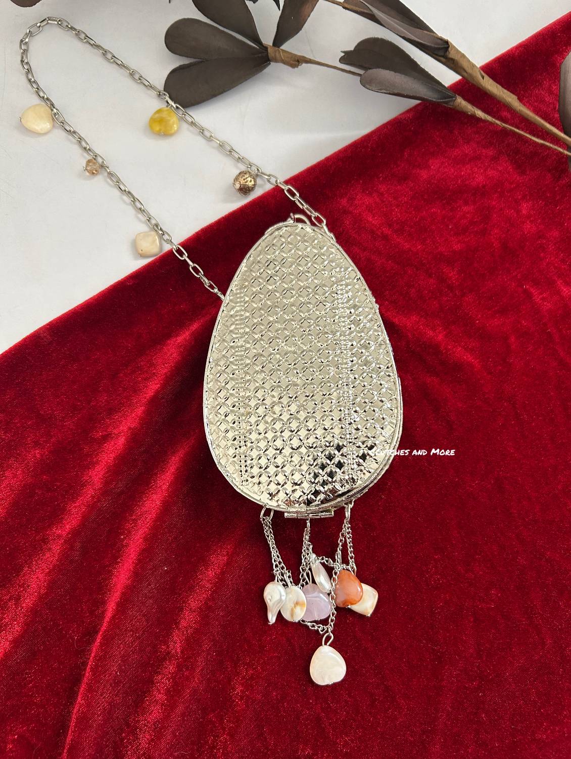 Mini Mother of Pearl Clutch Oval Silver