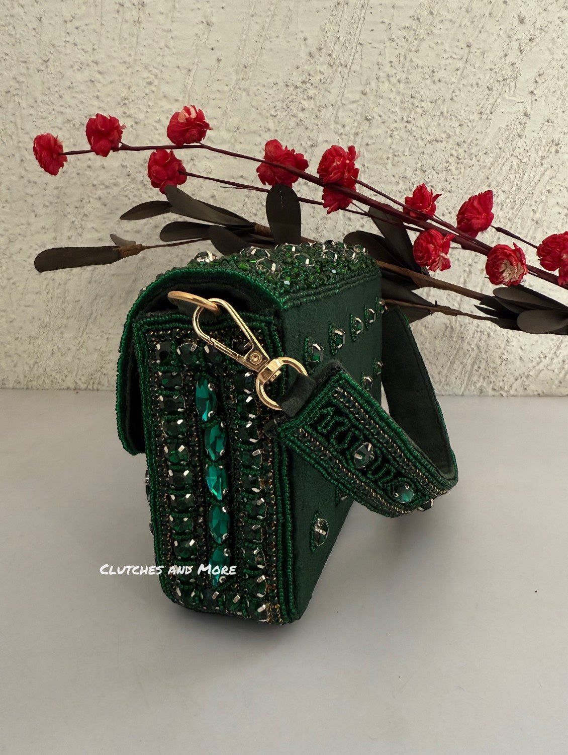 Gauhar Diamond Studded Bag Green