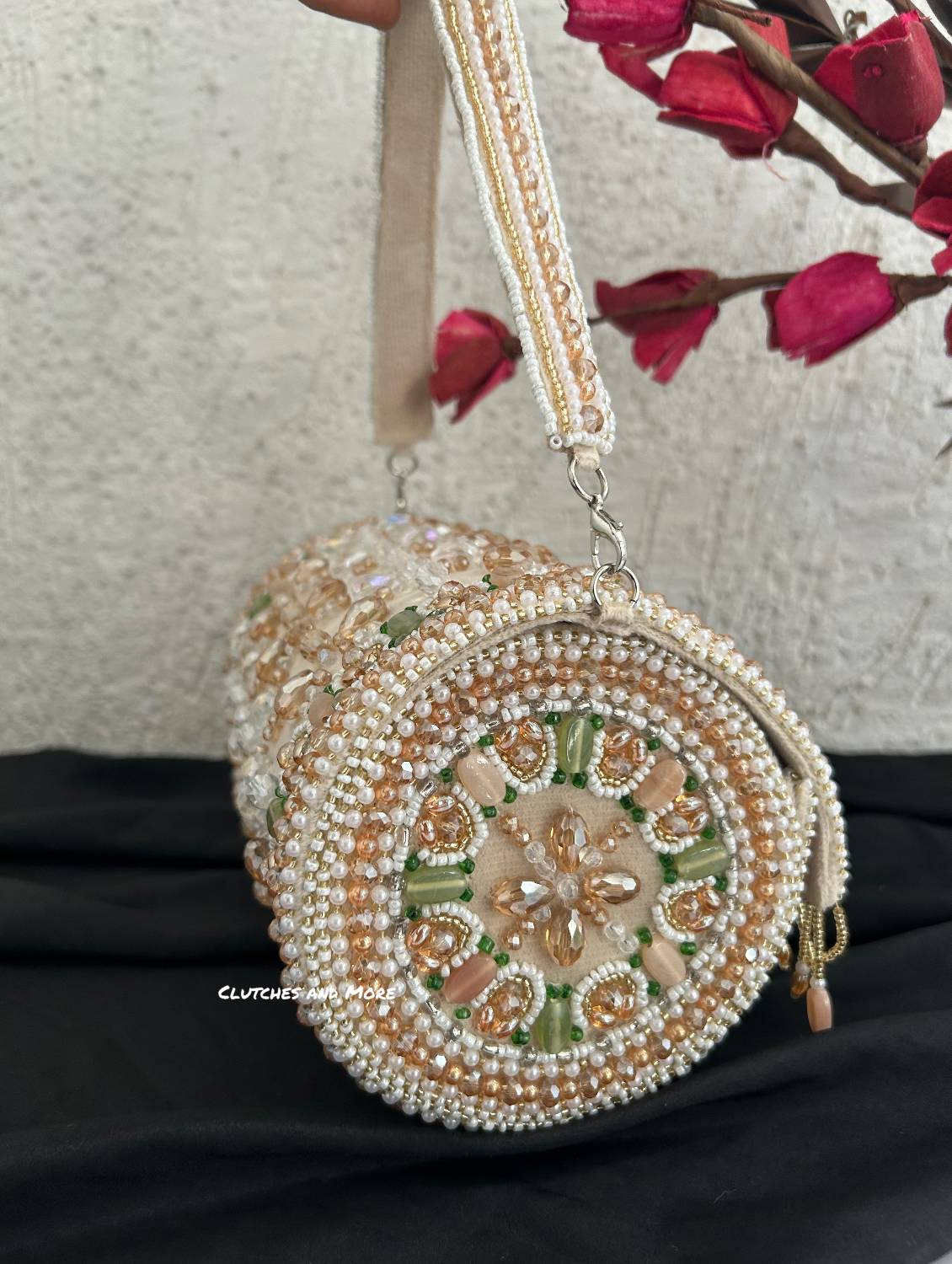 Victoria Cylindrical Beaded Bag Nude
