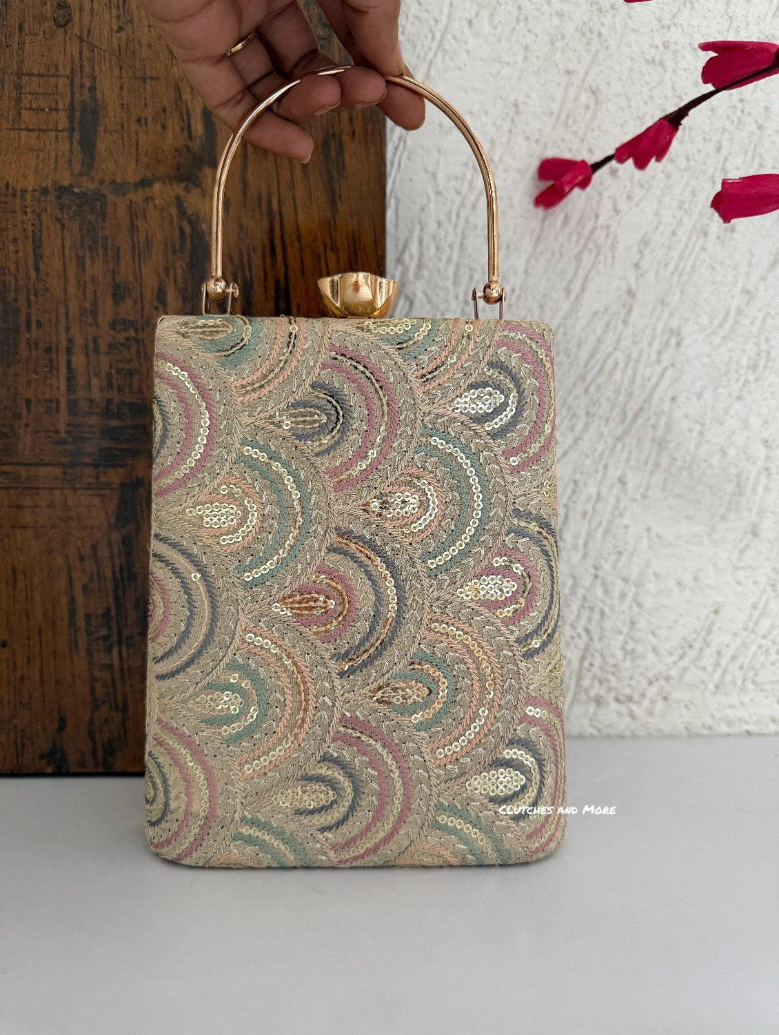 Rainbow Lakhnawi Chikankari Bag Ivory