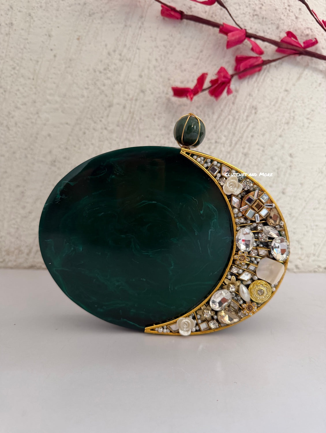 Moonstone Royal Resin Clutch Green