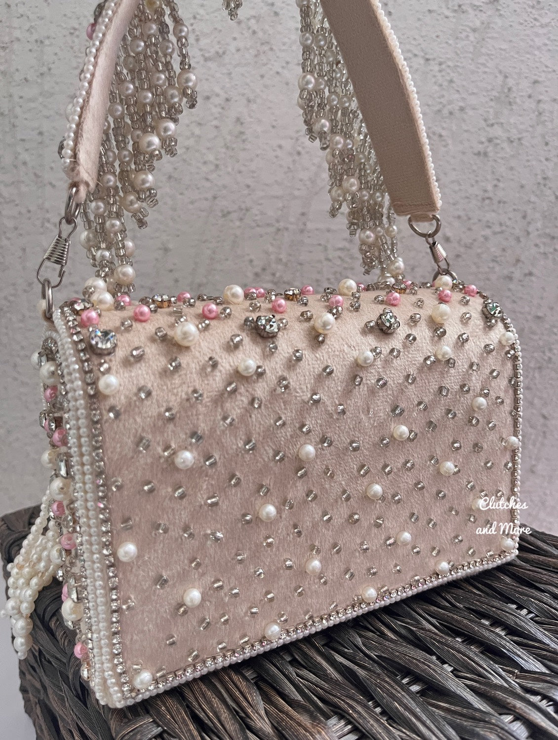 Premium Tassle Box clutch Ivory