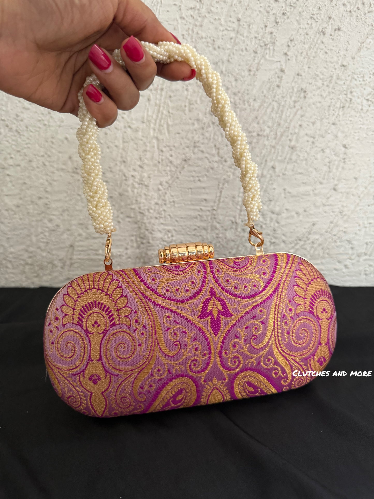 Adaa Banarsi Clutch Purple Lavender