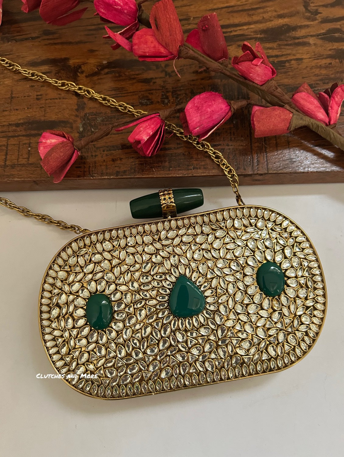 Aadya Kundan Mother of pearl luxury clutch