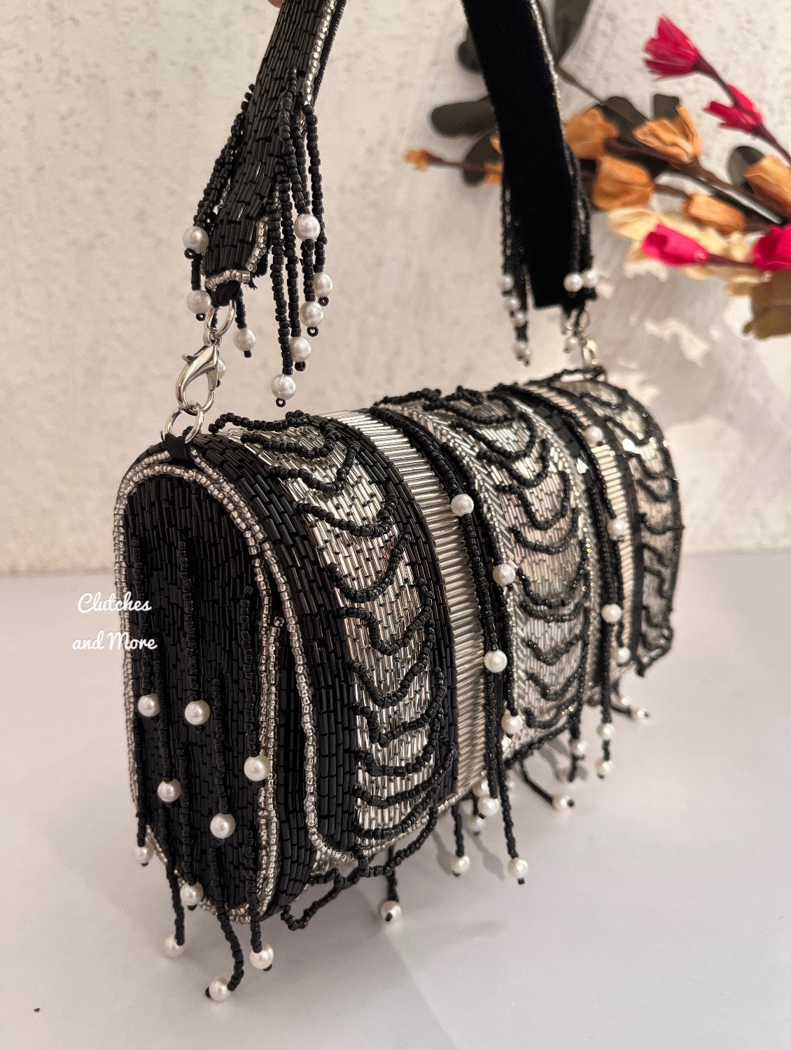 Amara Black Silver Flap Bag