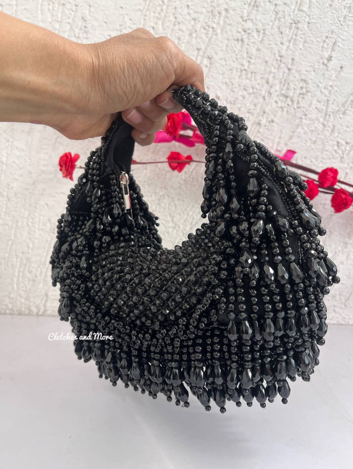 Alice Premium Black Crystal Moon Bag