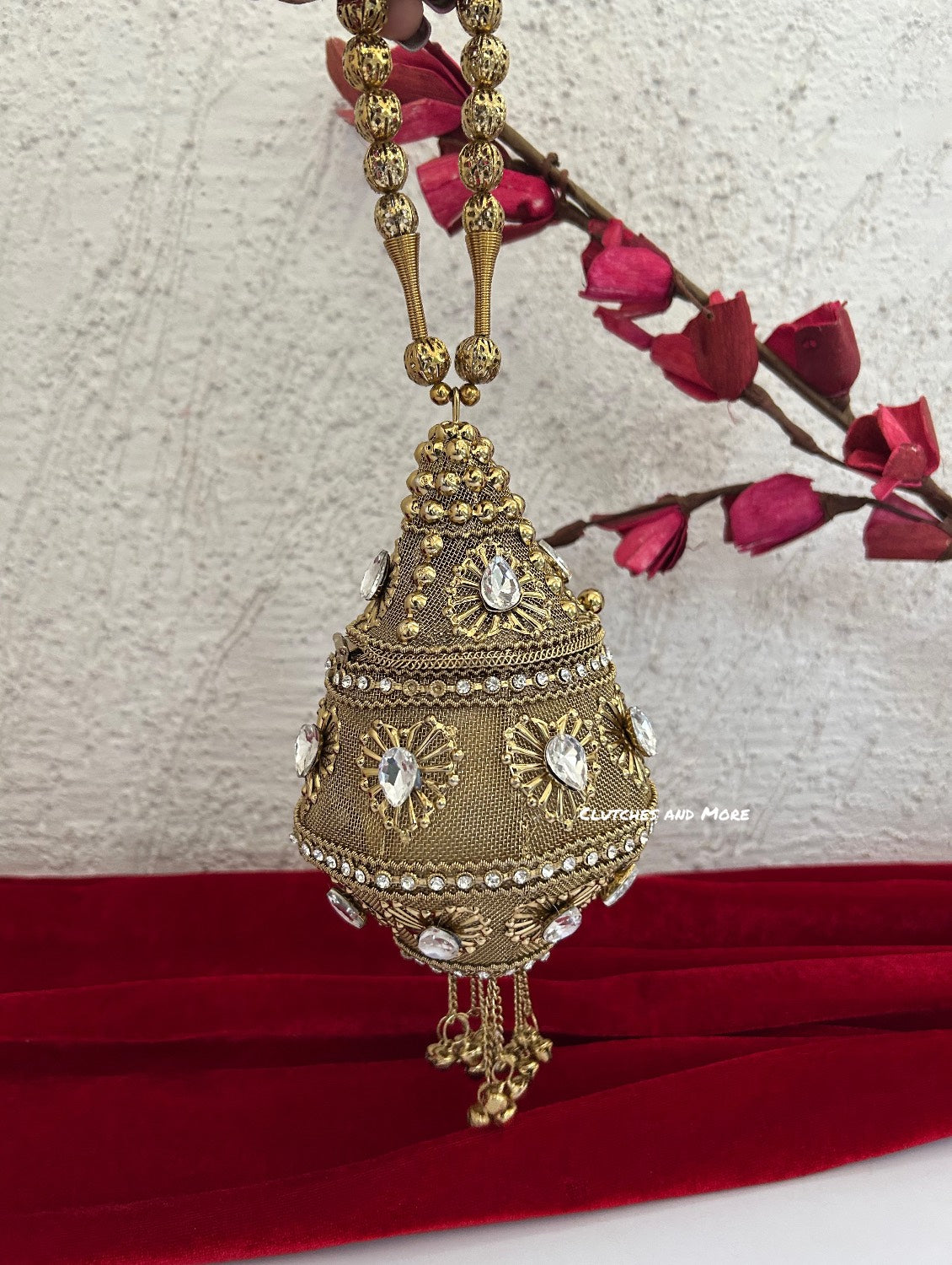 Mini Metal Potli Bag Dark Gold