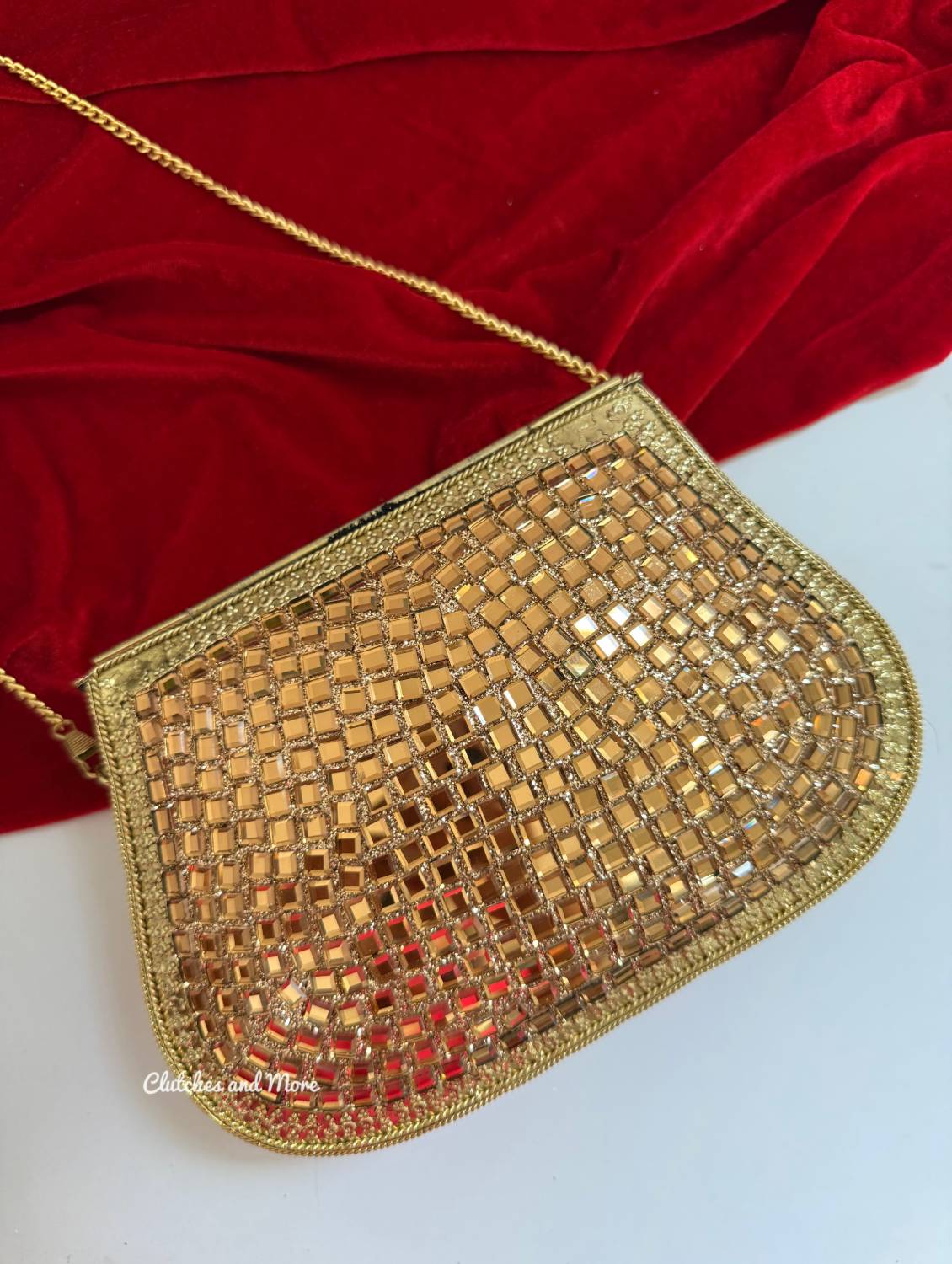 Mirror Brass Clutch Gold