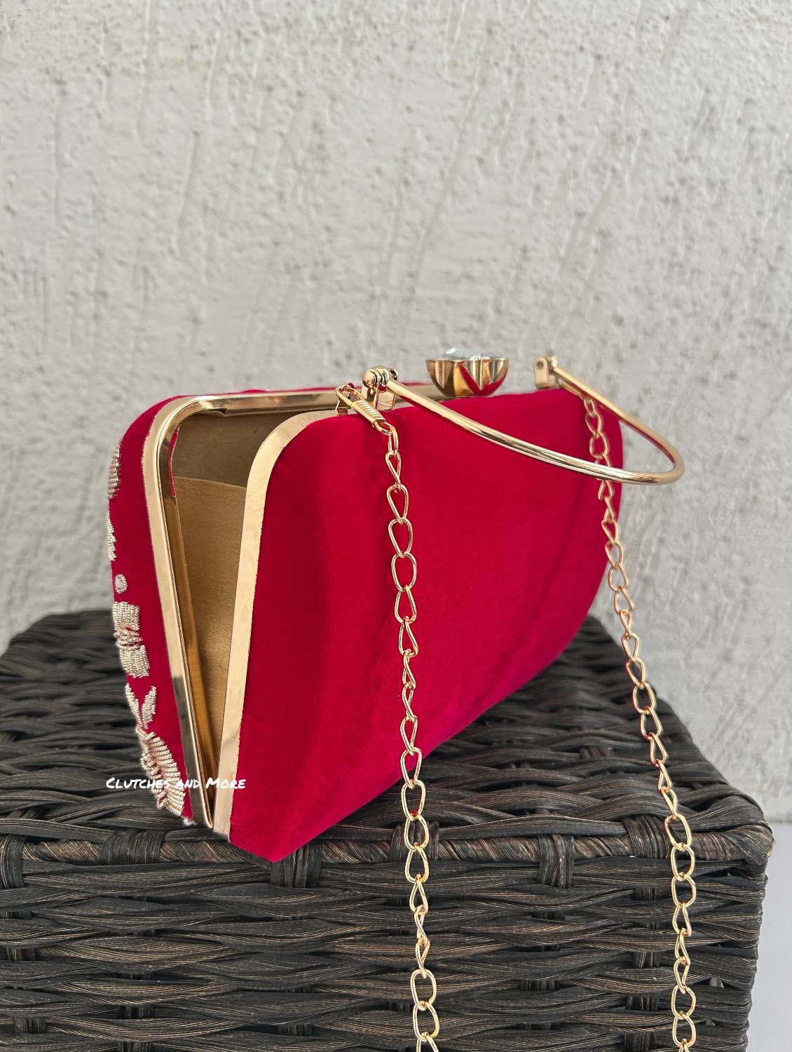 Gulnaar Embroidered Clutch Rani Pink