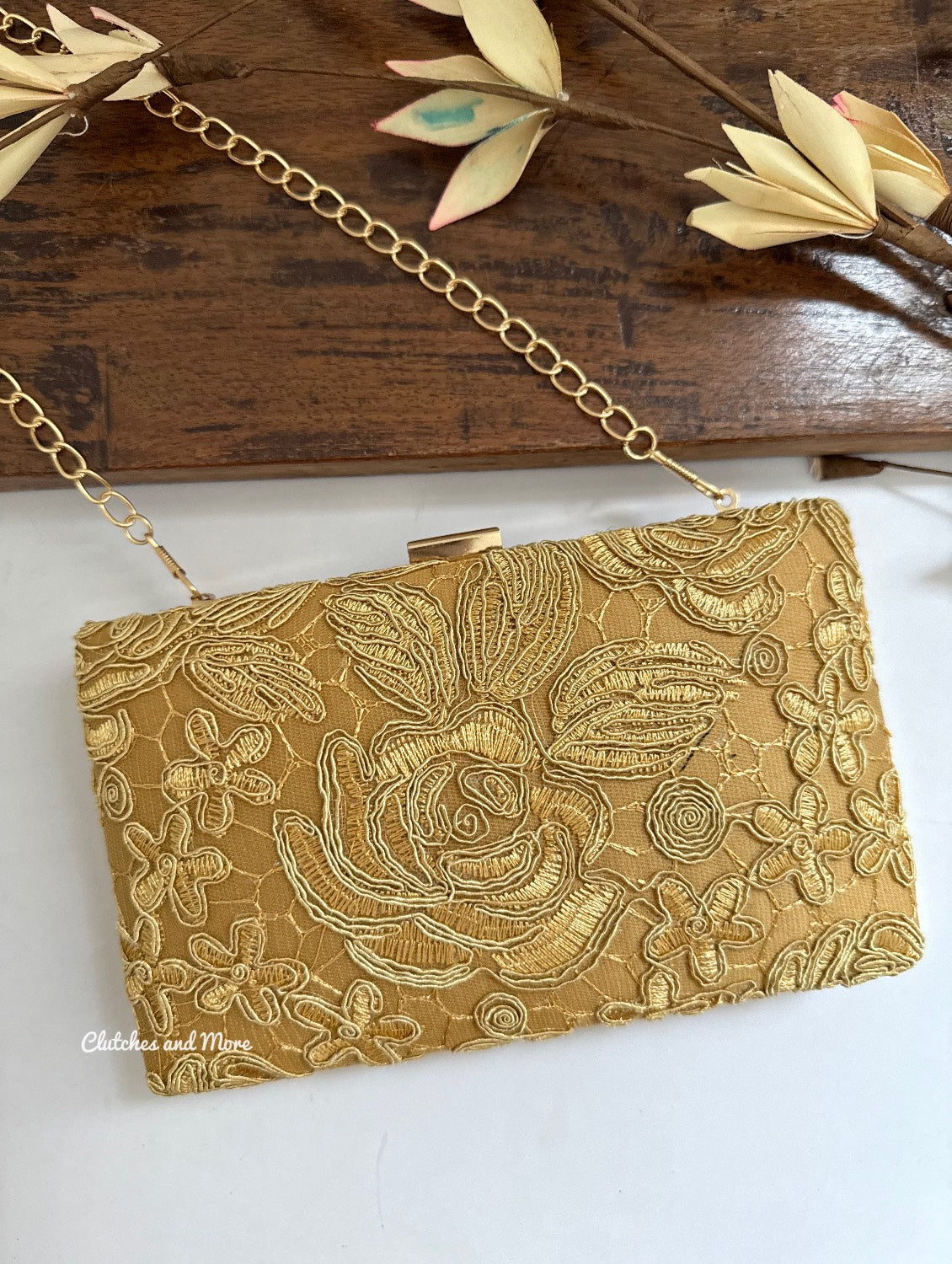 Mustard Yellow Rose Clutch
