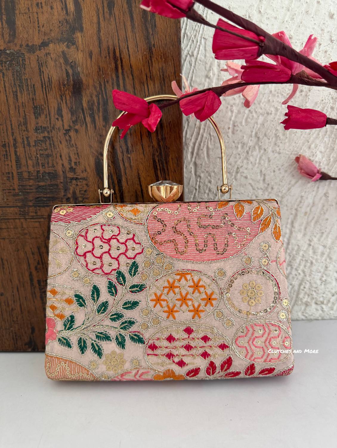 Lakhnawi Chikankari Bag Peach