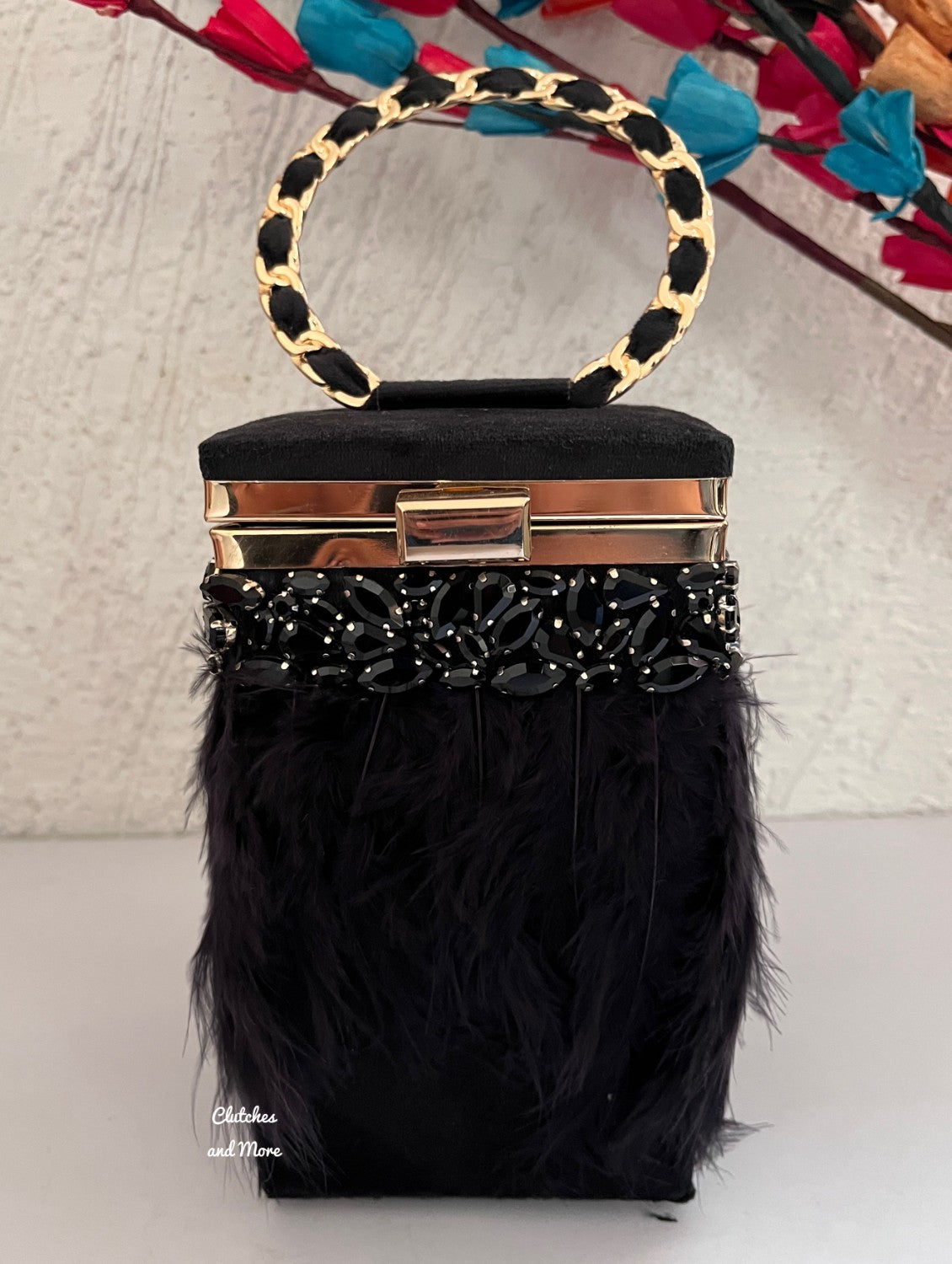 Feather on sale clutch bag