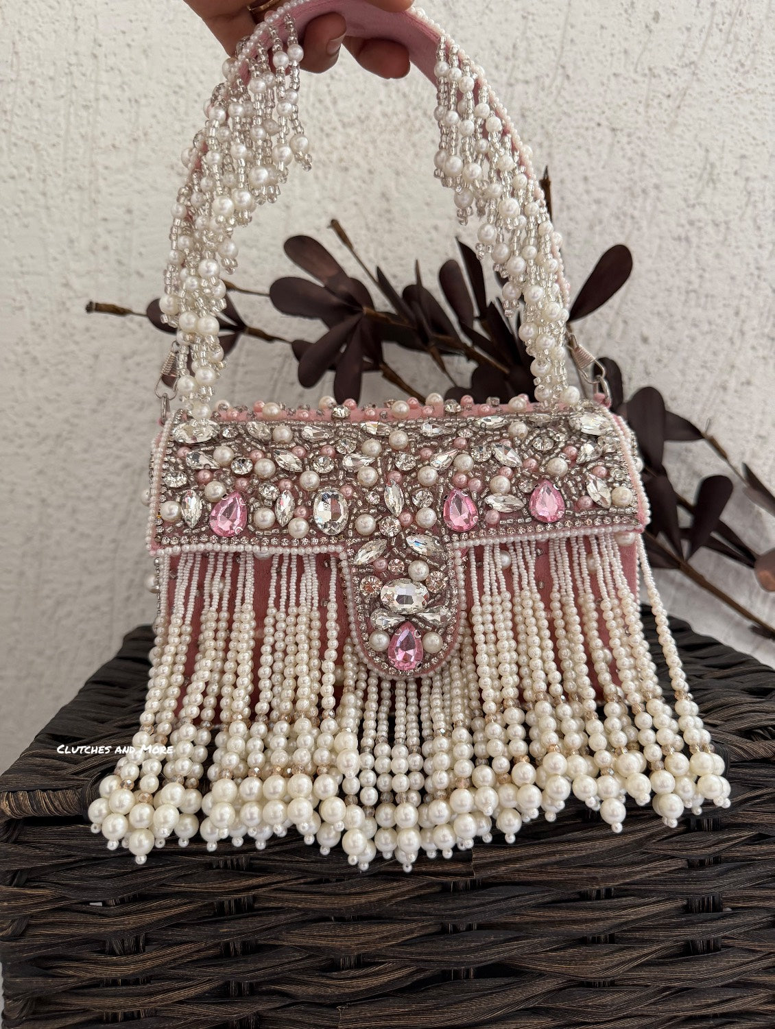 Premium Tassle Box clutch Pink