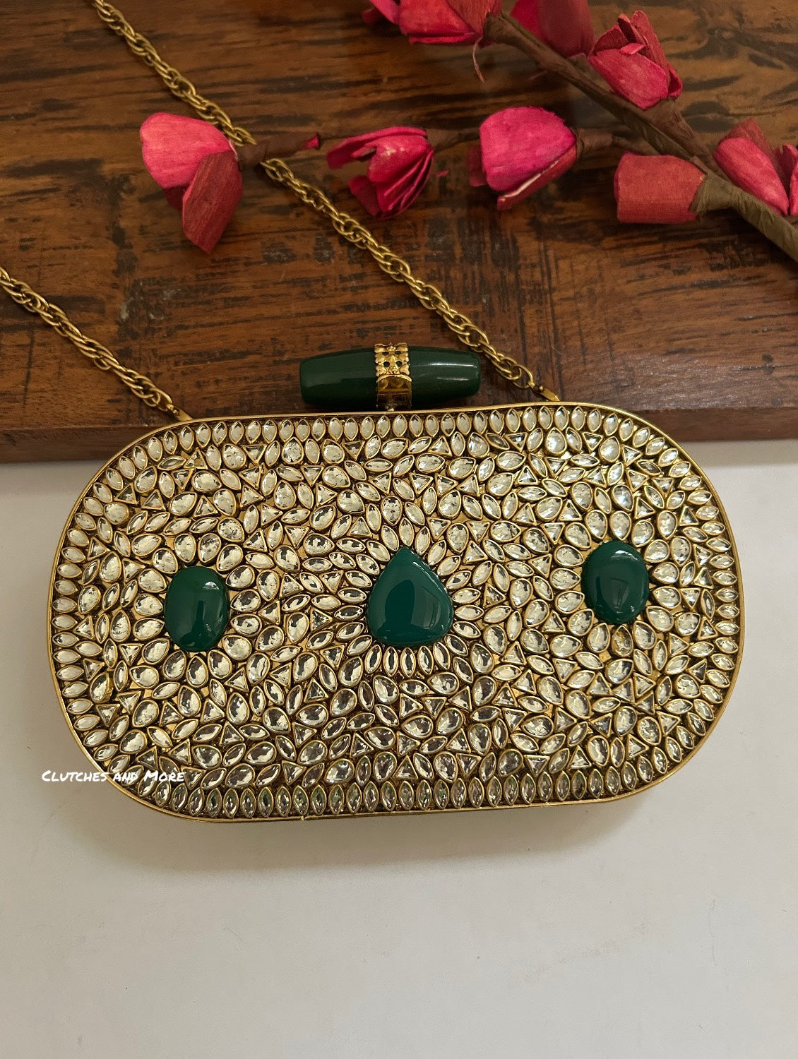 Aadya Kundan Mother of pearl luxury clutch