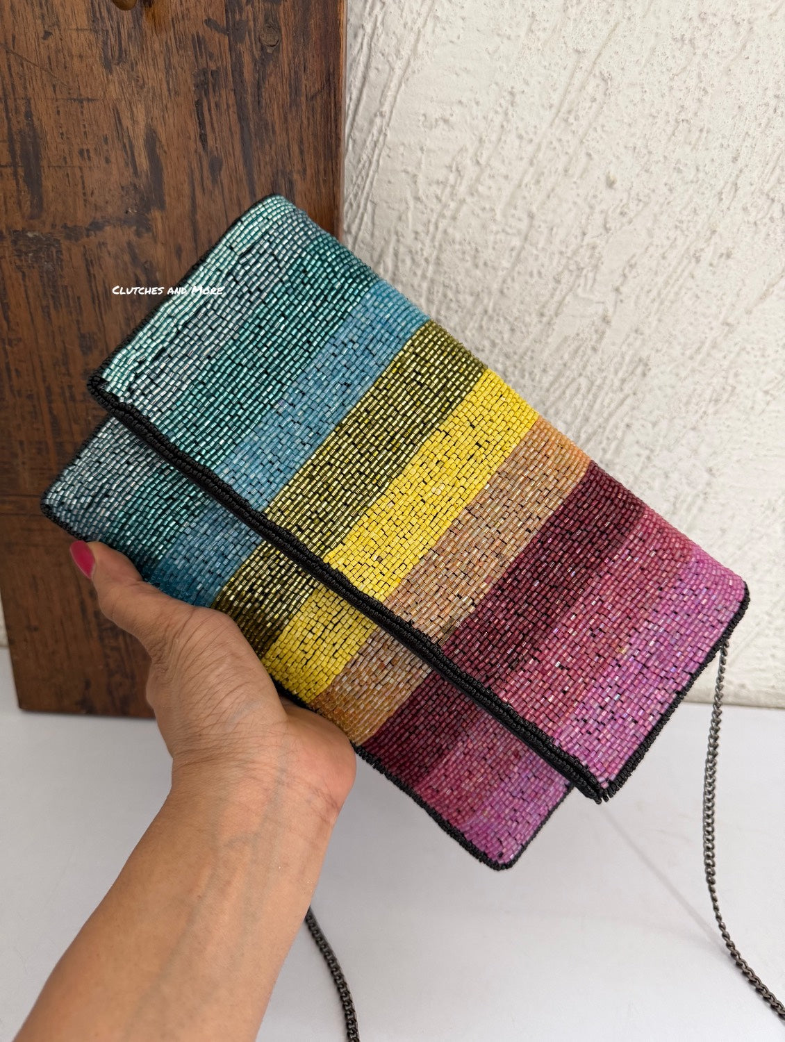 Rainbow Multicoloured Envelope Bag