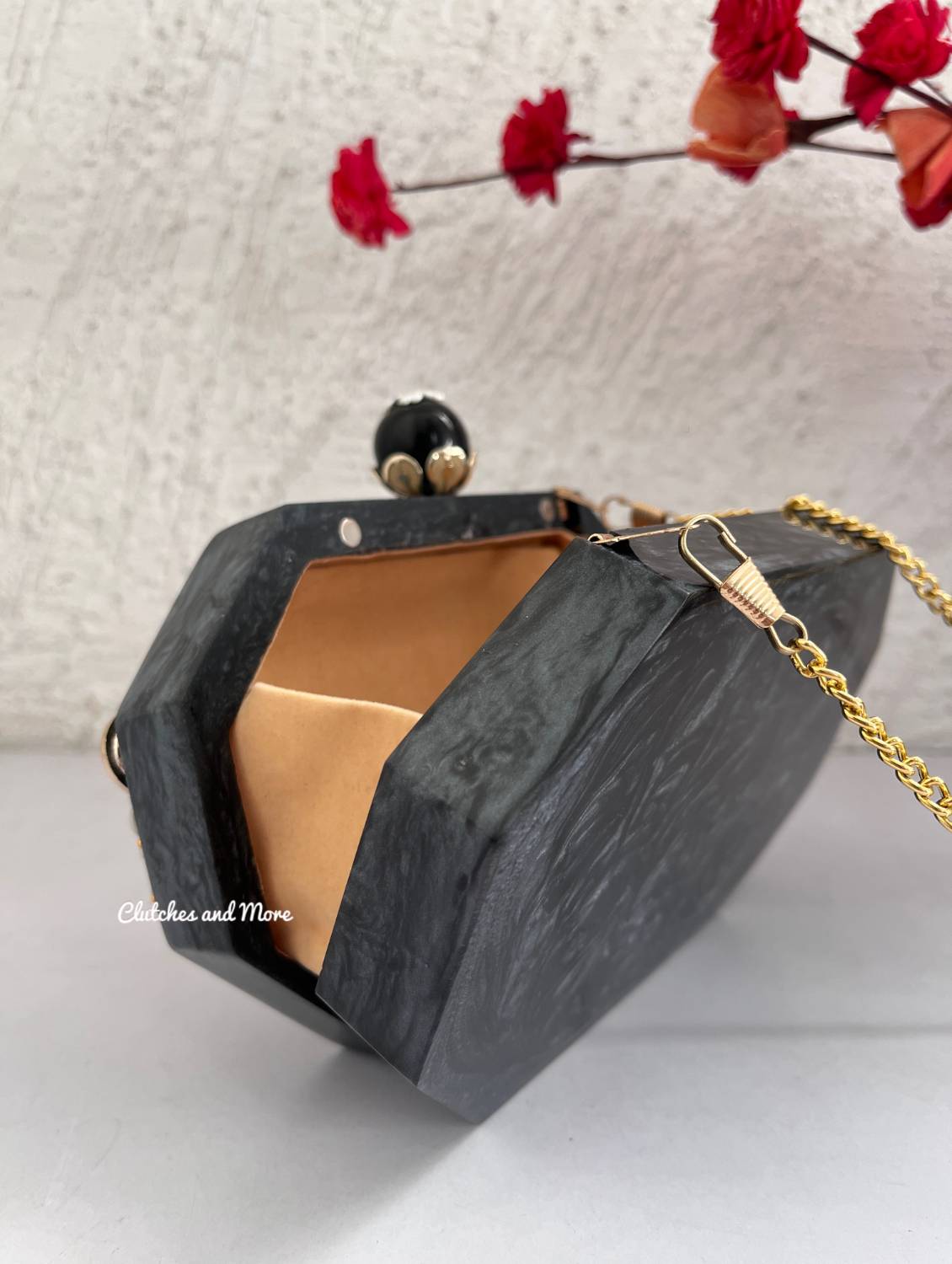 Sajda Embellished Resin Clutch Black
