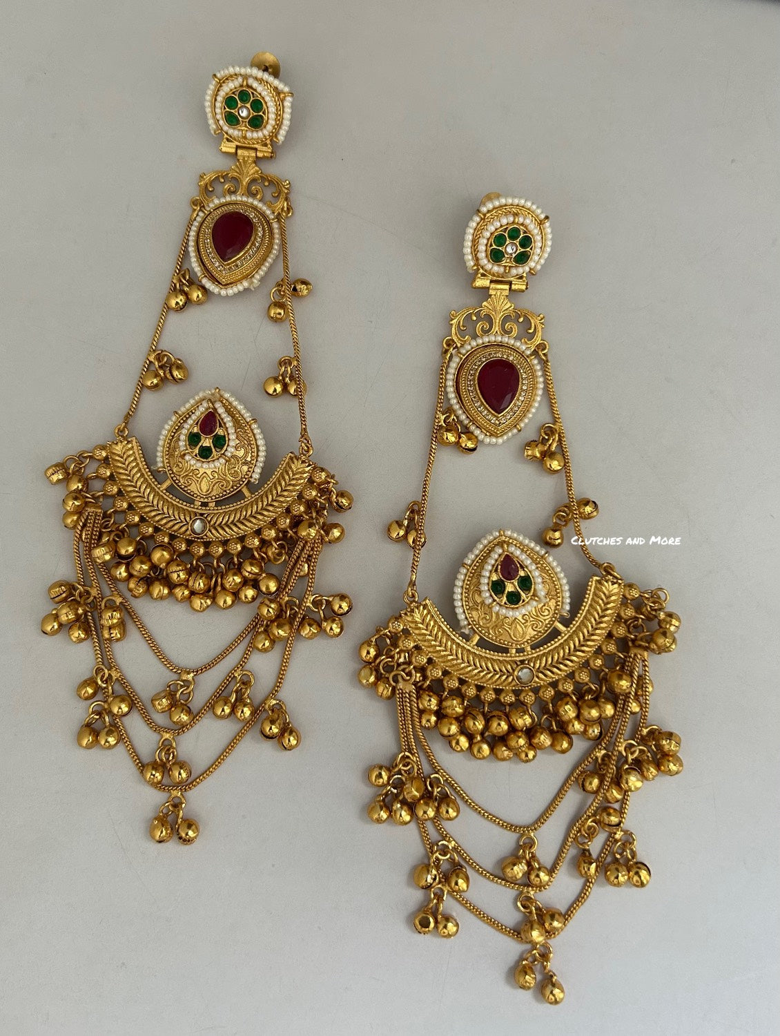 Jodha Royal Earrings Ruby and Green