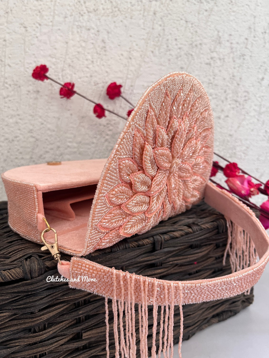 Luxury Rosetta Leaf Flap Bag Rose Gold