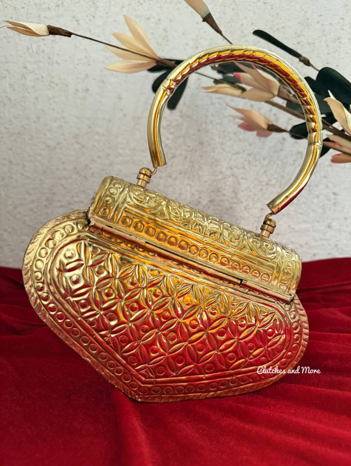 Brass Gold Heart Clutch
