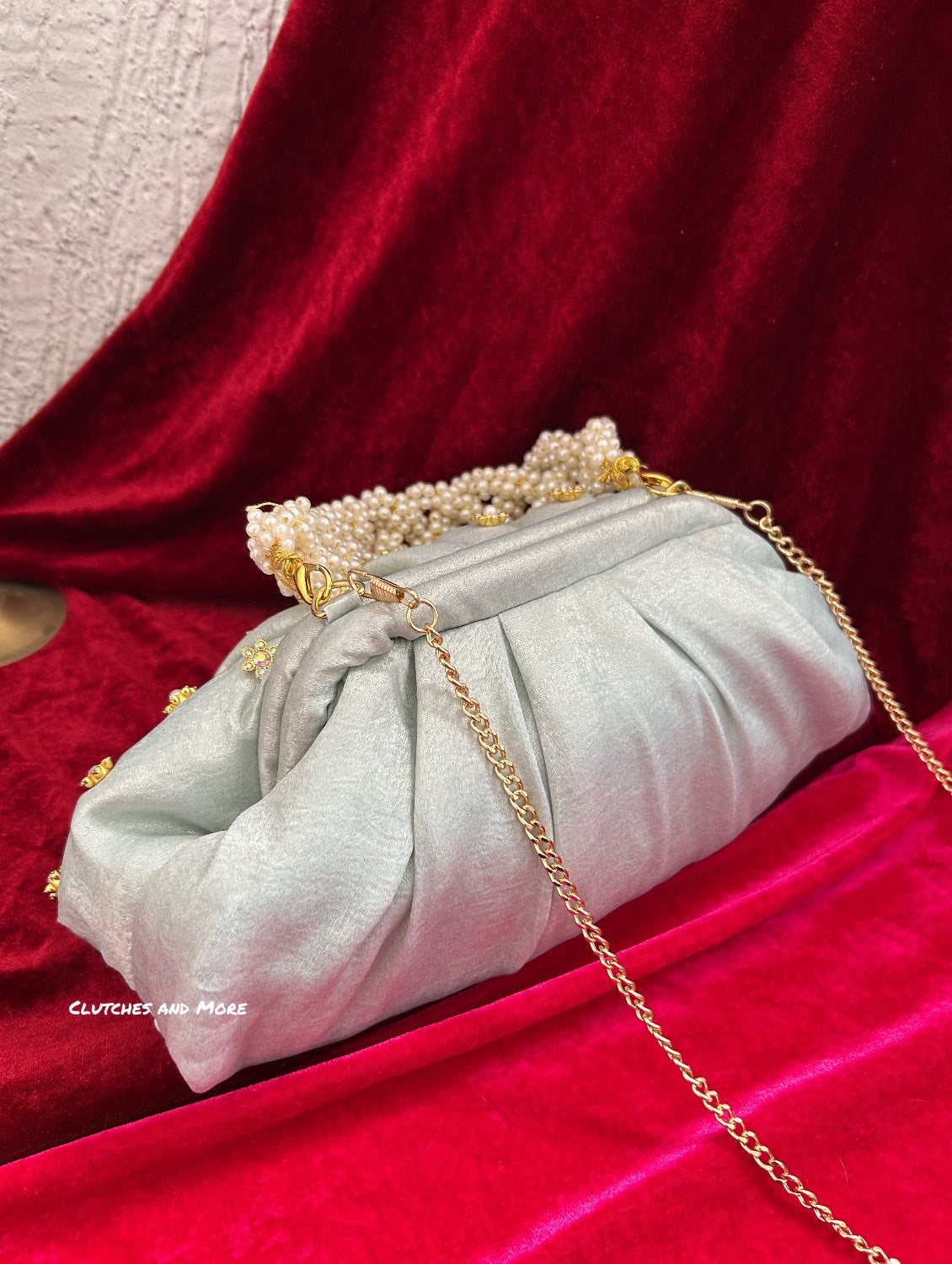 Kundan Batua Bag Light Blue