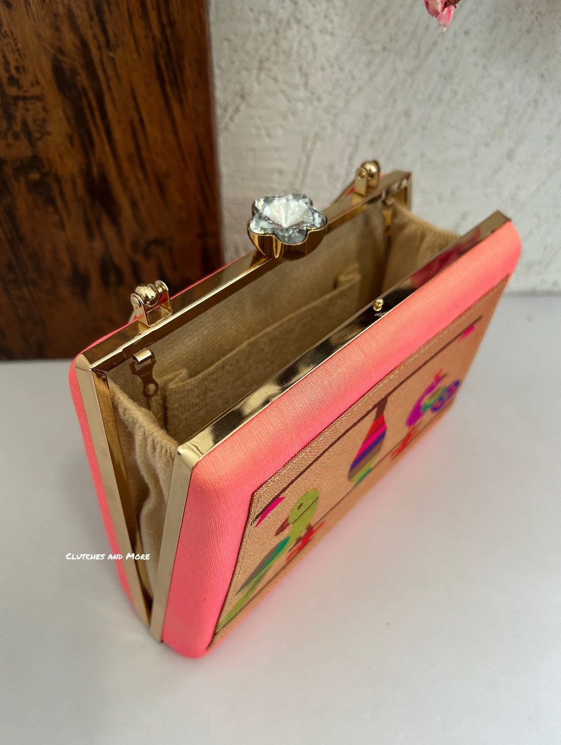 Paithani Clutch Peach