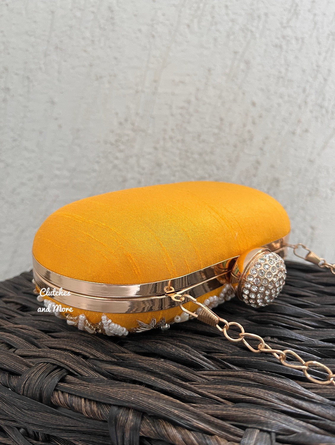 Aarohi Yellow Capsule clutch