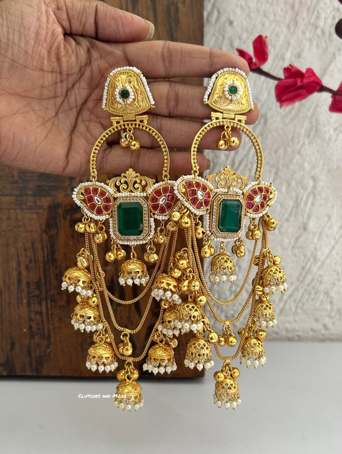 Farhana Kashmiri Jhumka Green Red