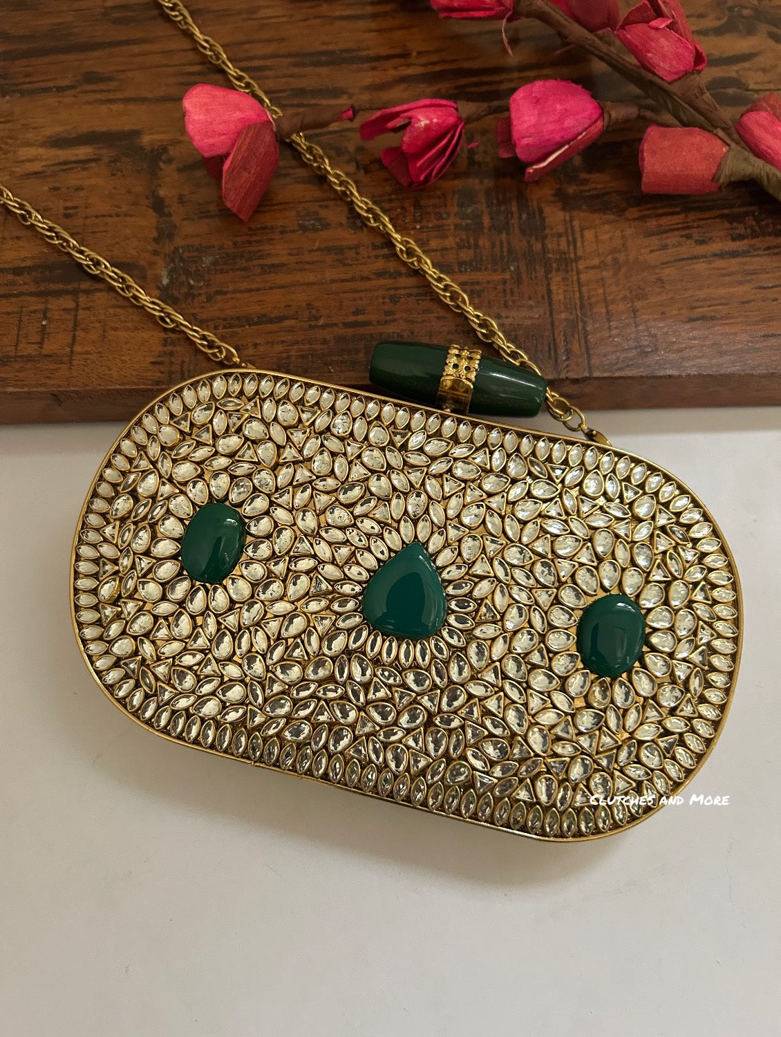 Aadya Kundan Mother of pearl luxury clutch