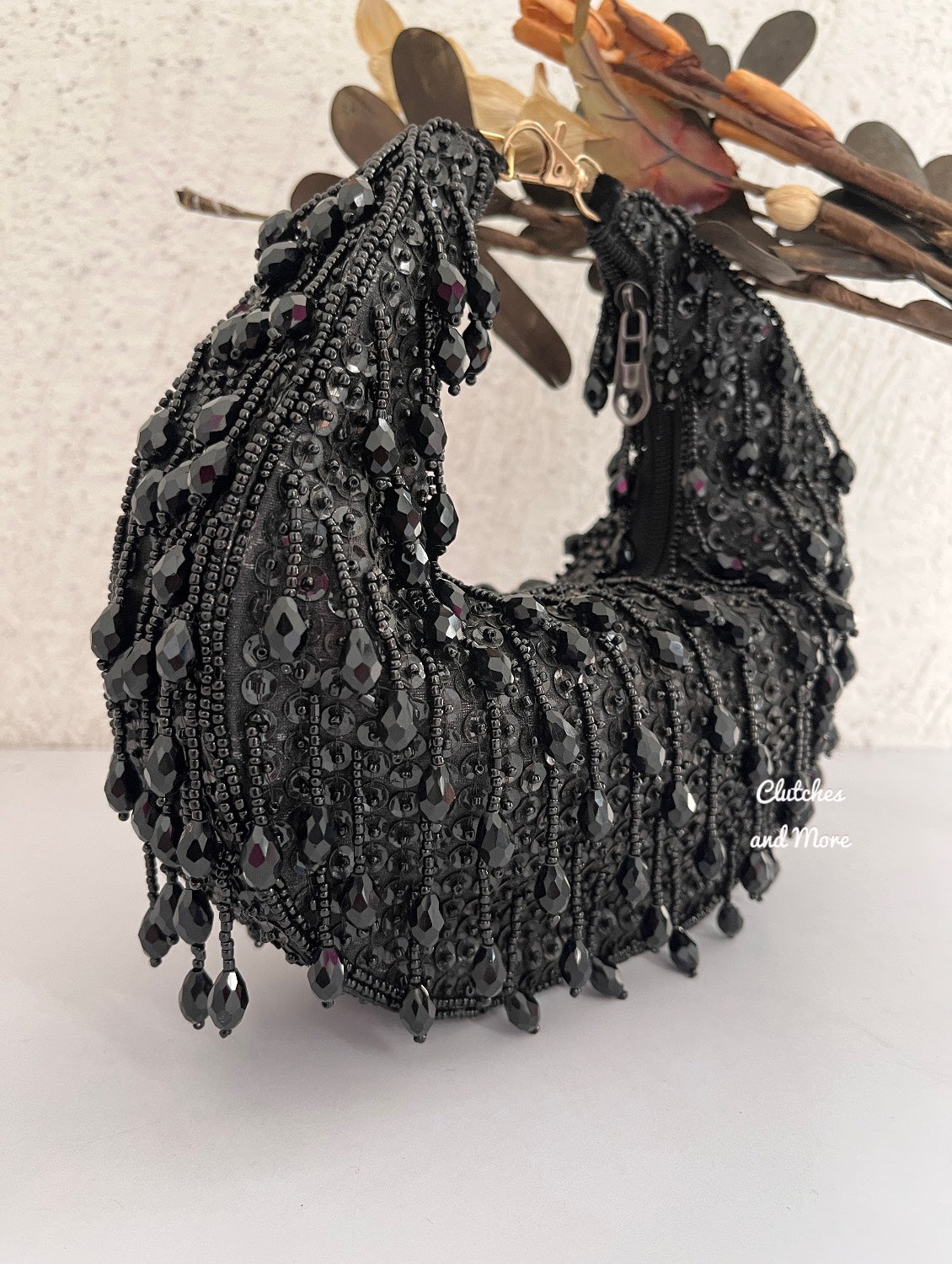 Crystal Chand Black Clutch
