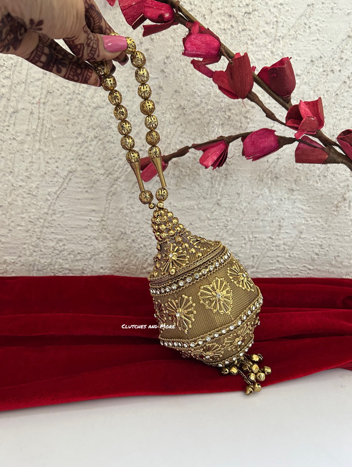 Mini Metal Potli Bag Dark Gold