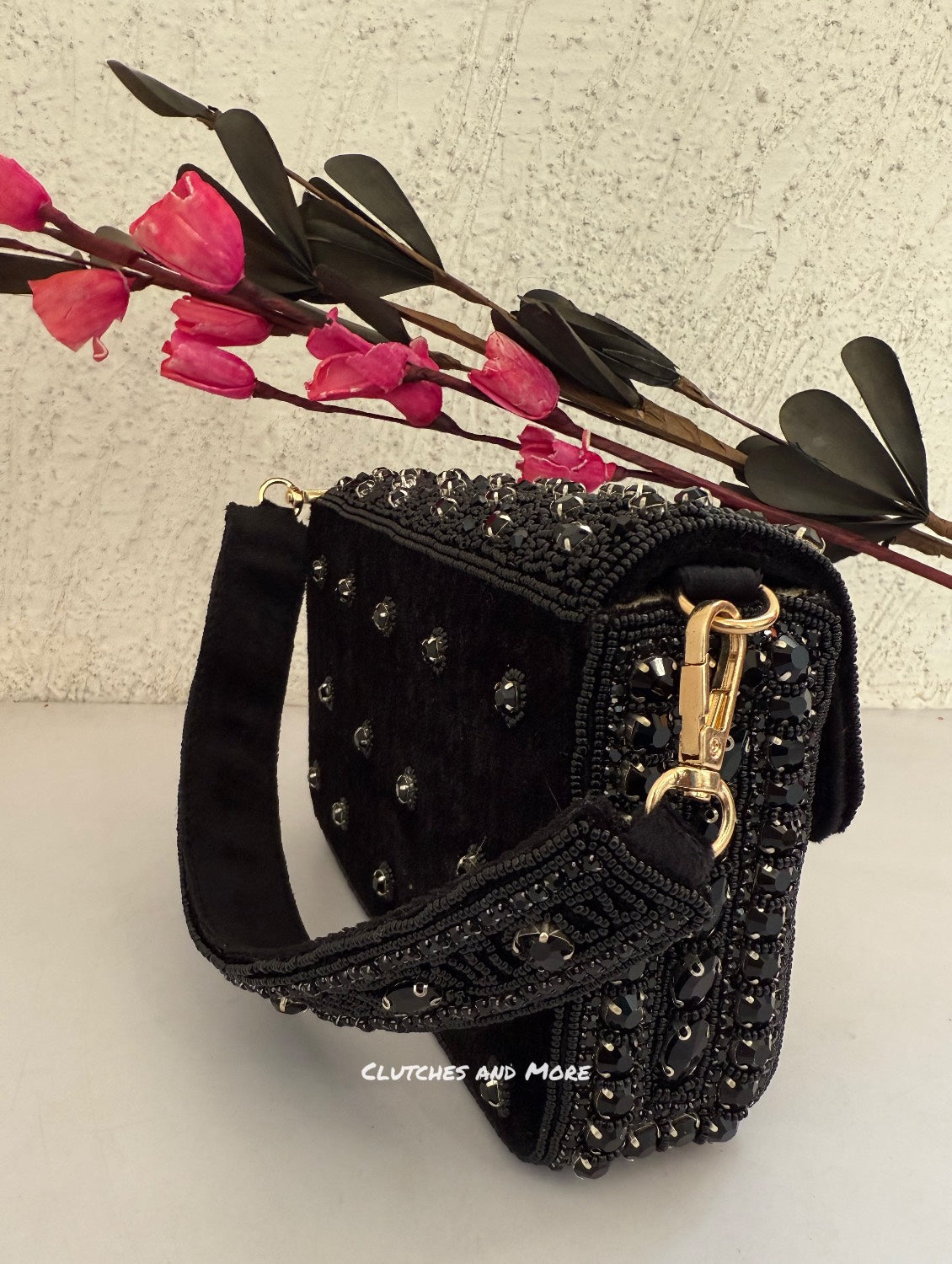 Gauhar Diamond Studded Bag Black