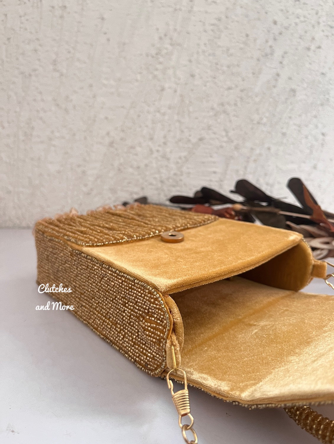 Anarkali Flap Clutch Gold