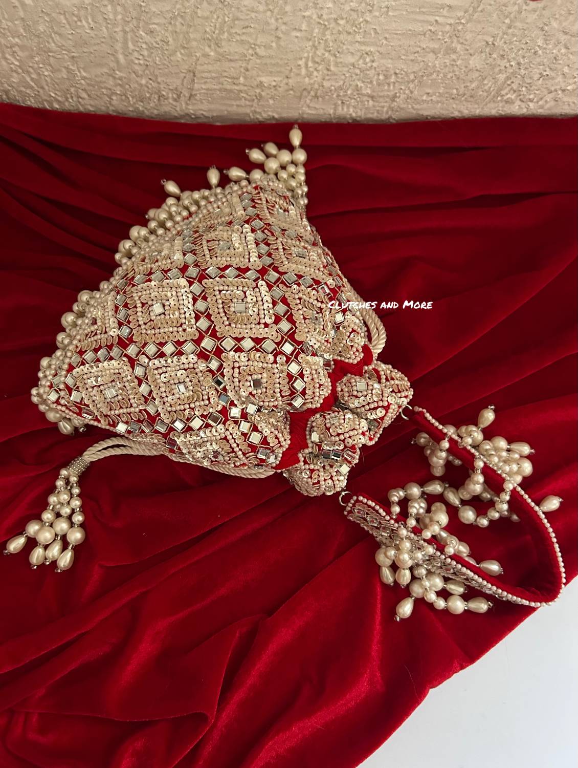 Premium Mirror Potli Red