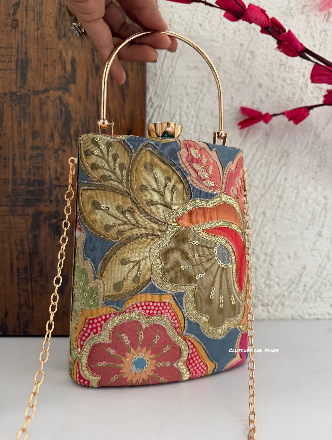 Jasmine Floral Bag with Handle Multicolored
