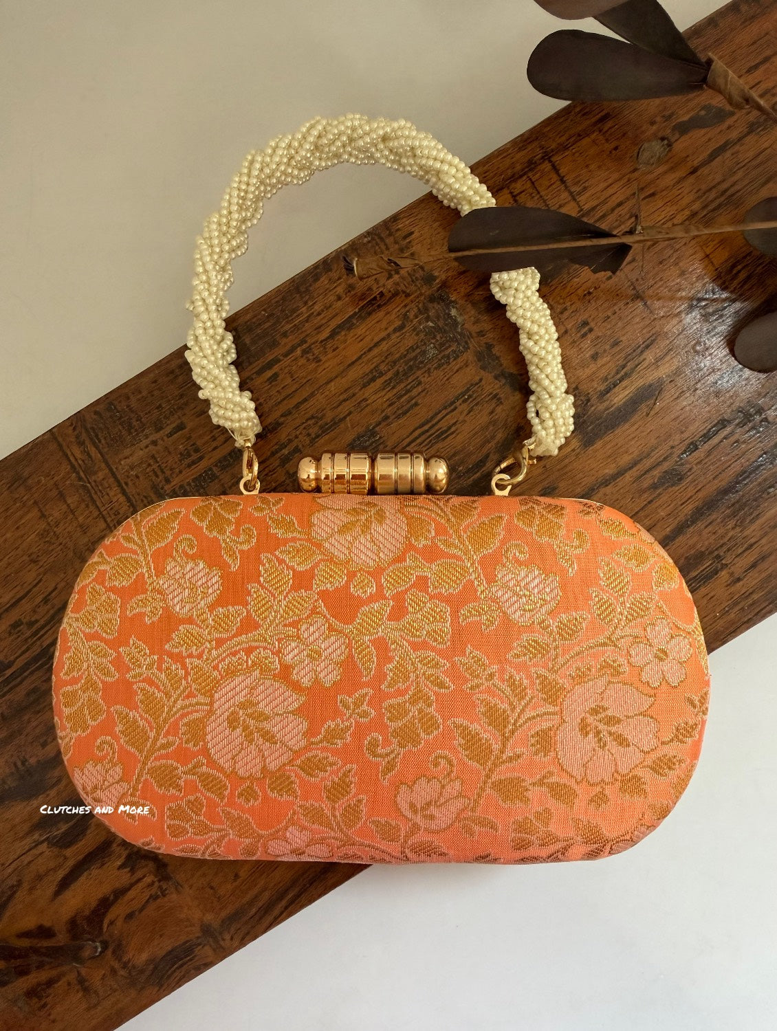 Adaa Banarsi Clutch Peach