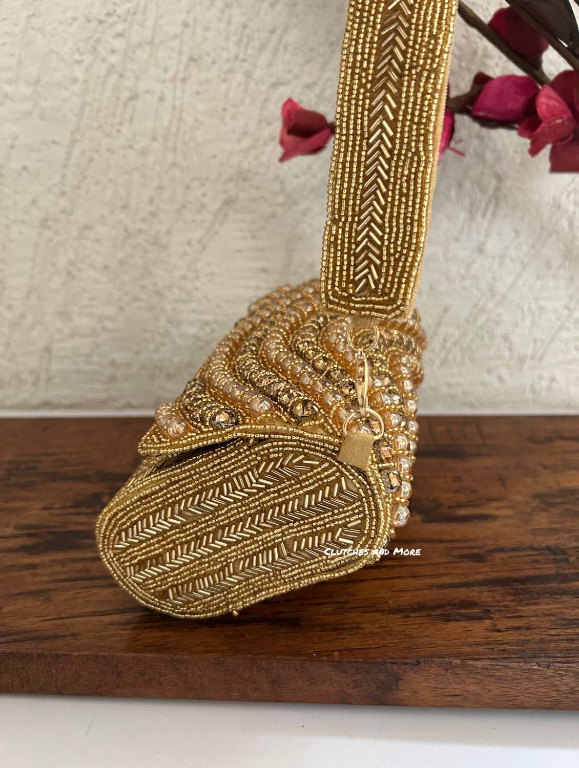 Mumtaz Gold Crystal Flap Bag