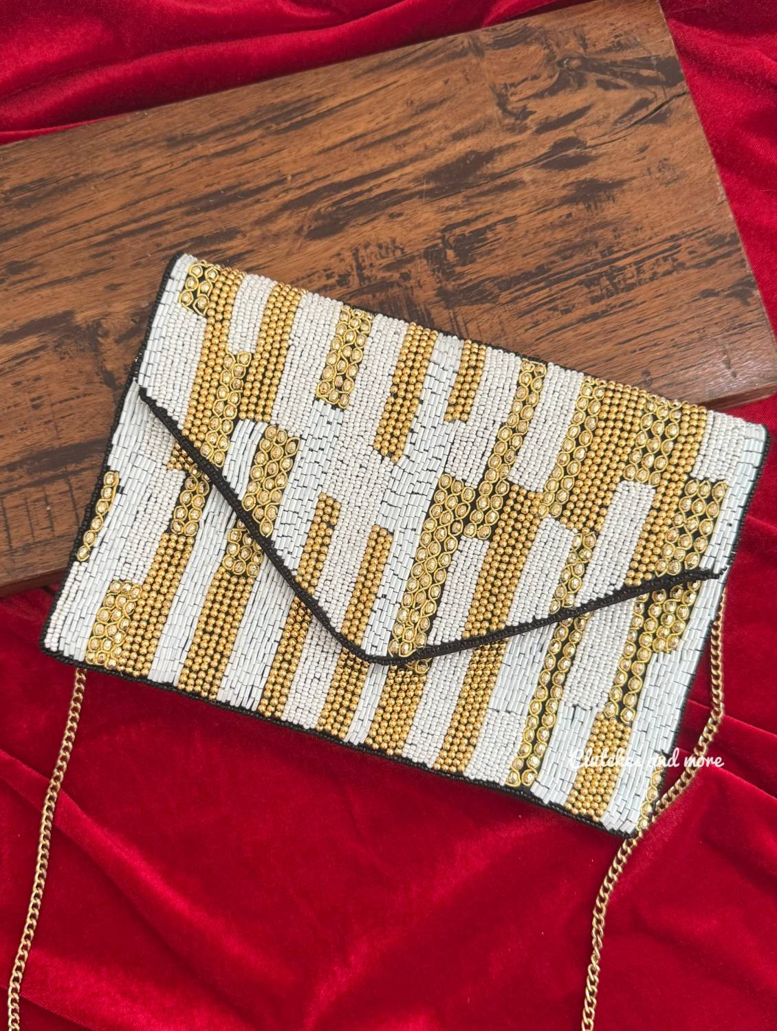 White Gold Envelope Bag