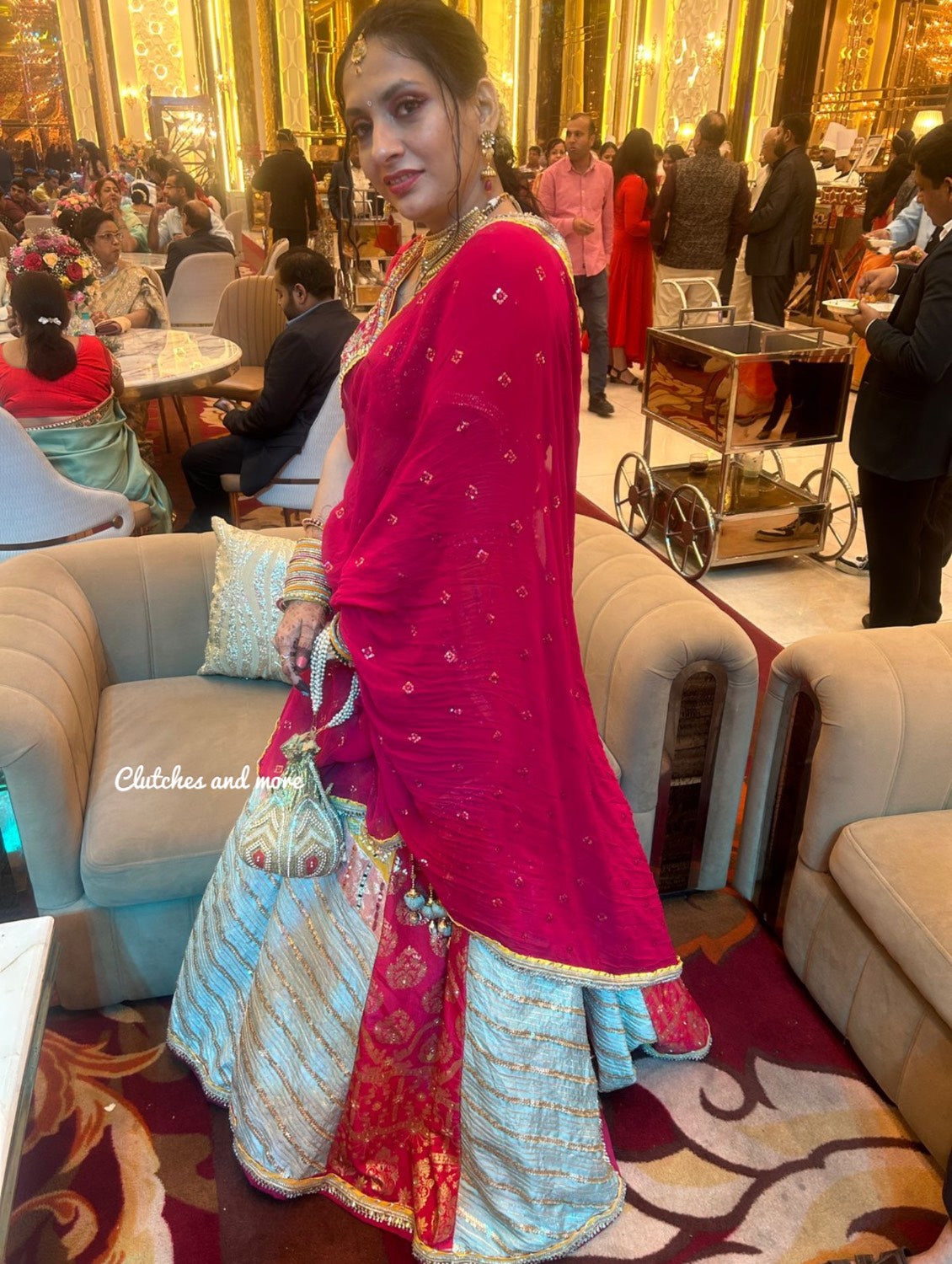 Gold Beaded lotus potli