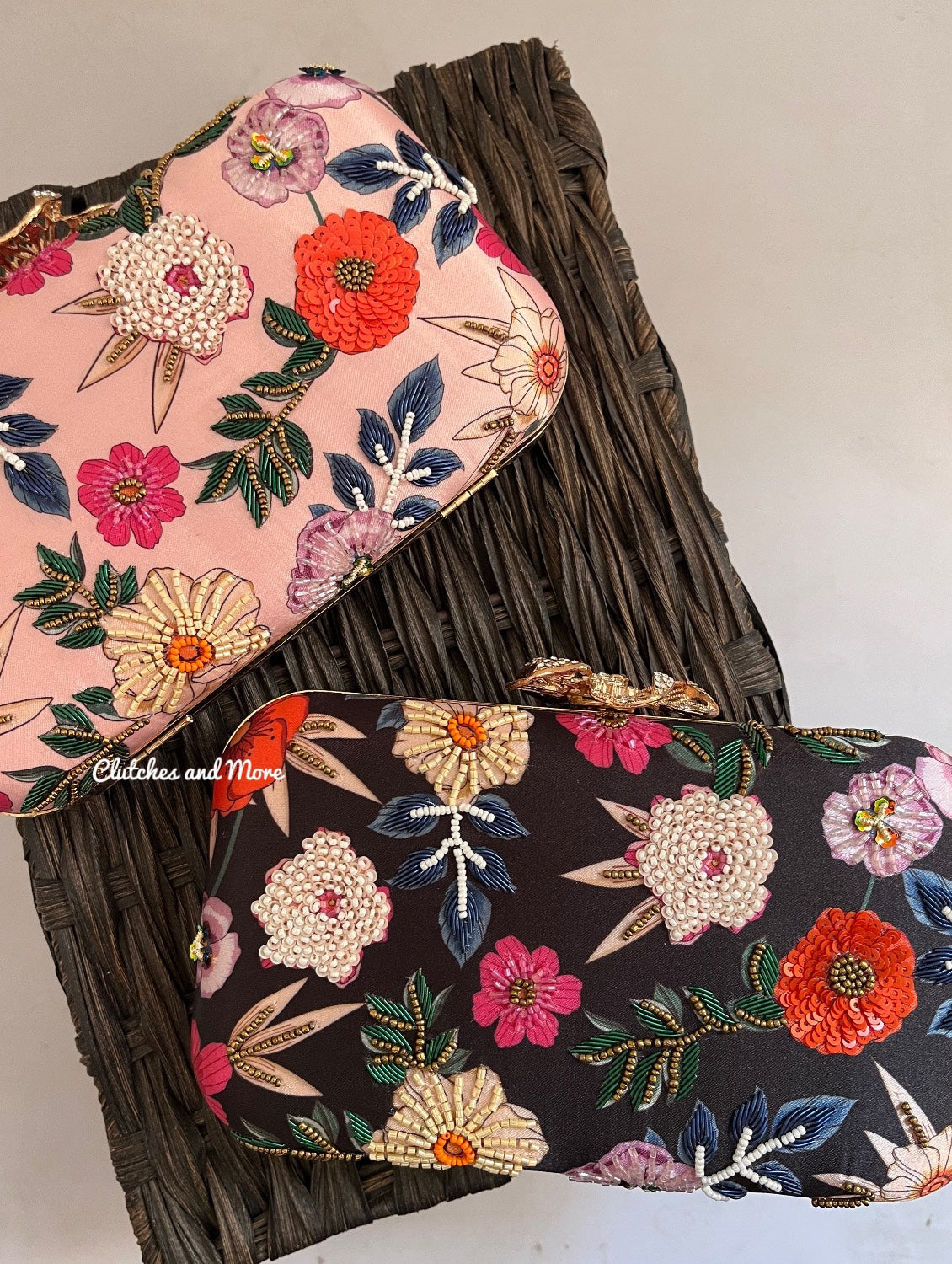 Poppy Multicoloured Black Clutch