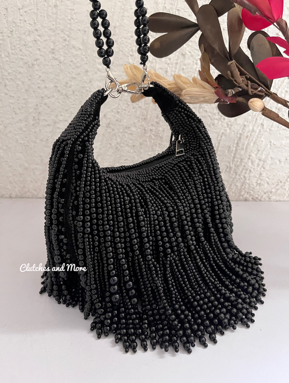 Arzoo pearl Tassle Bag Black