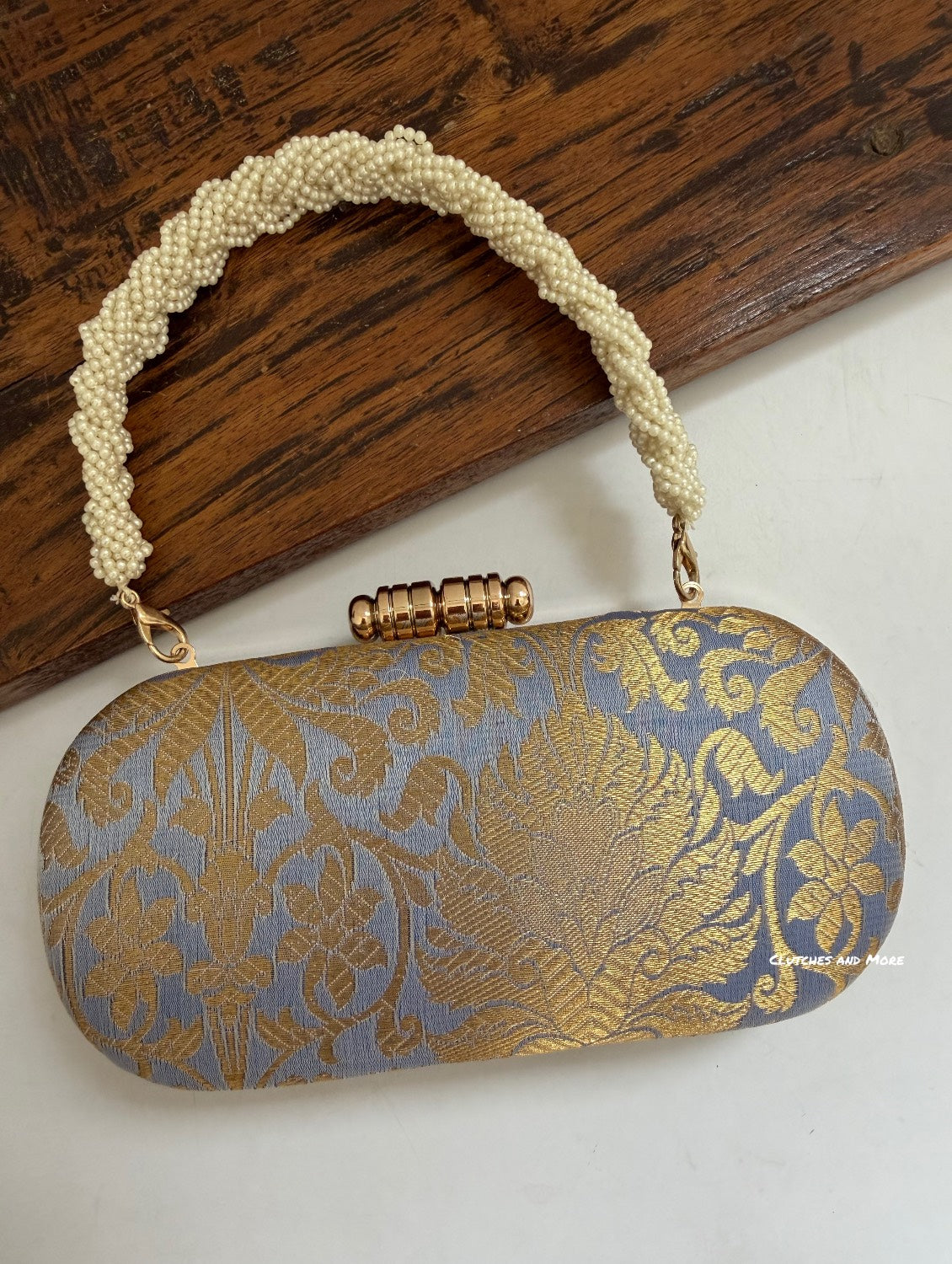 Adaa Banarsi Clutch Silver
