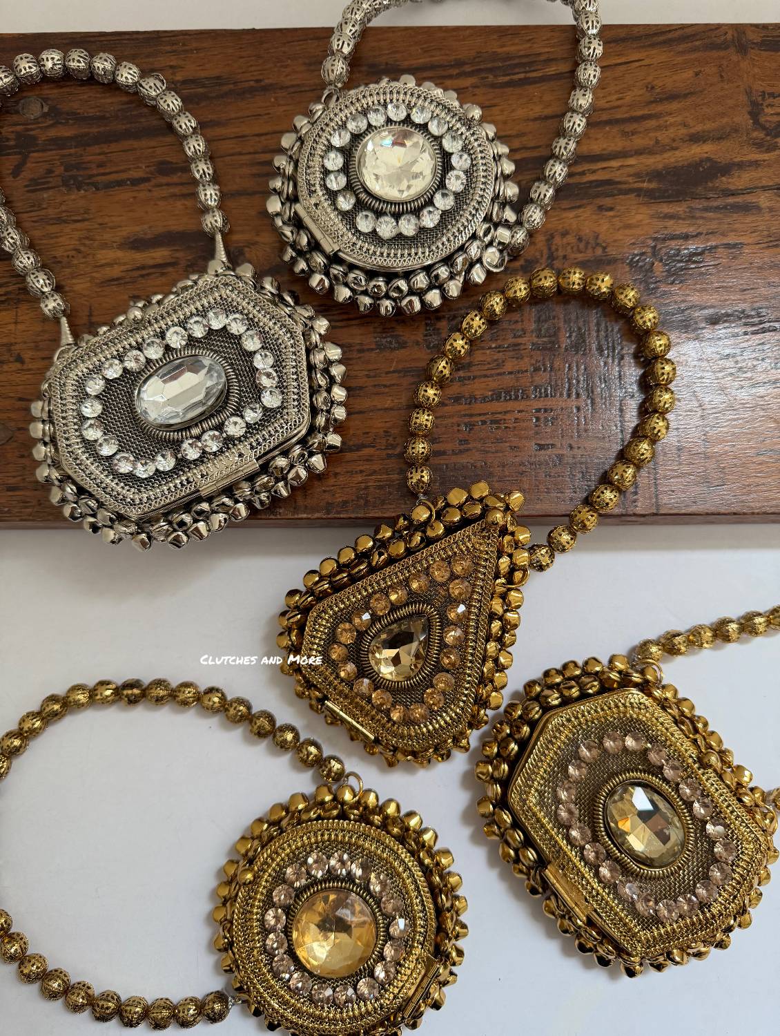 Mini Metal Hexagon Ghunghroo Bag Gold