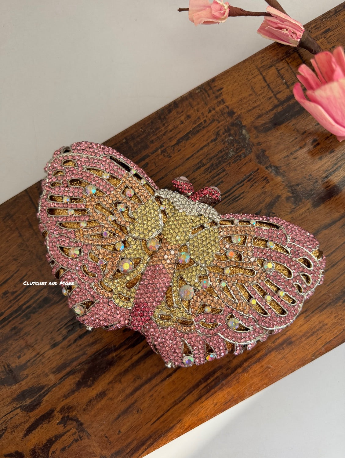Premium Crystal Butterfly Clutch