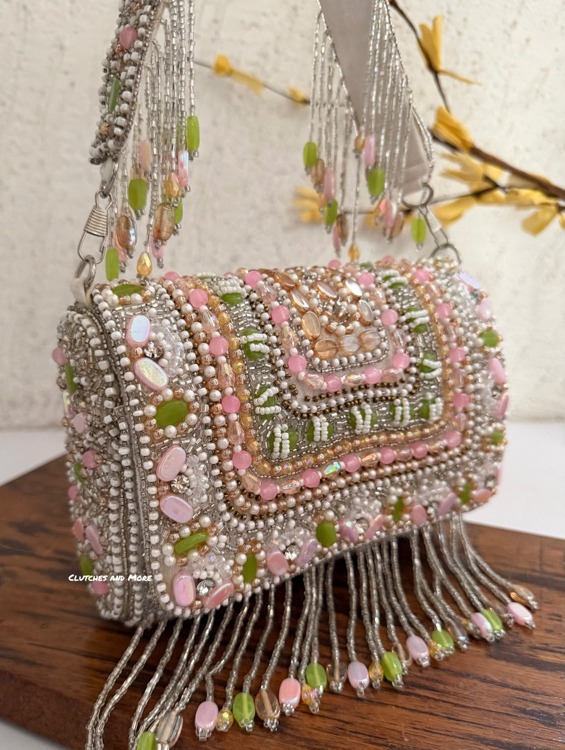 Luxe Multicolored Beaded Flap Bag