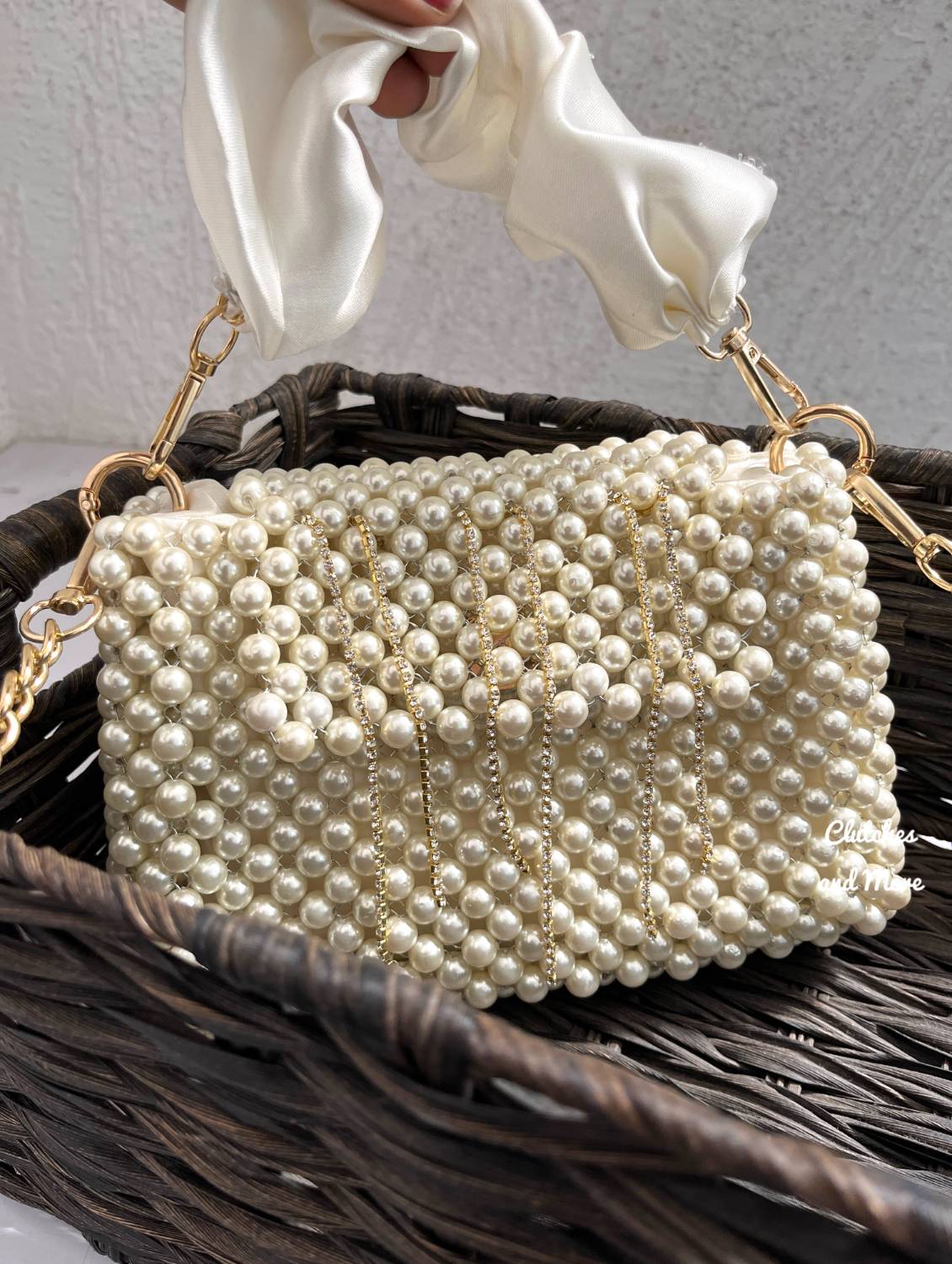 White pearl purse sale