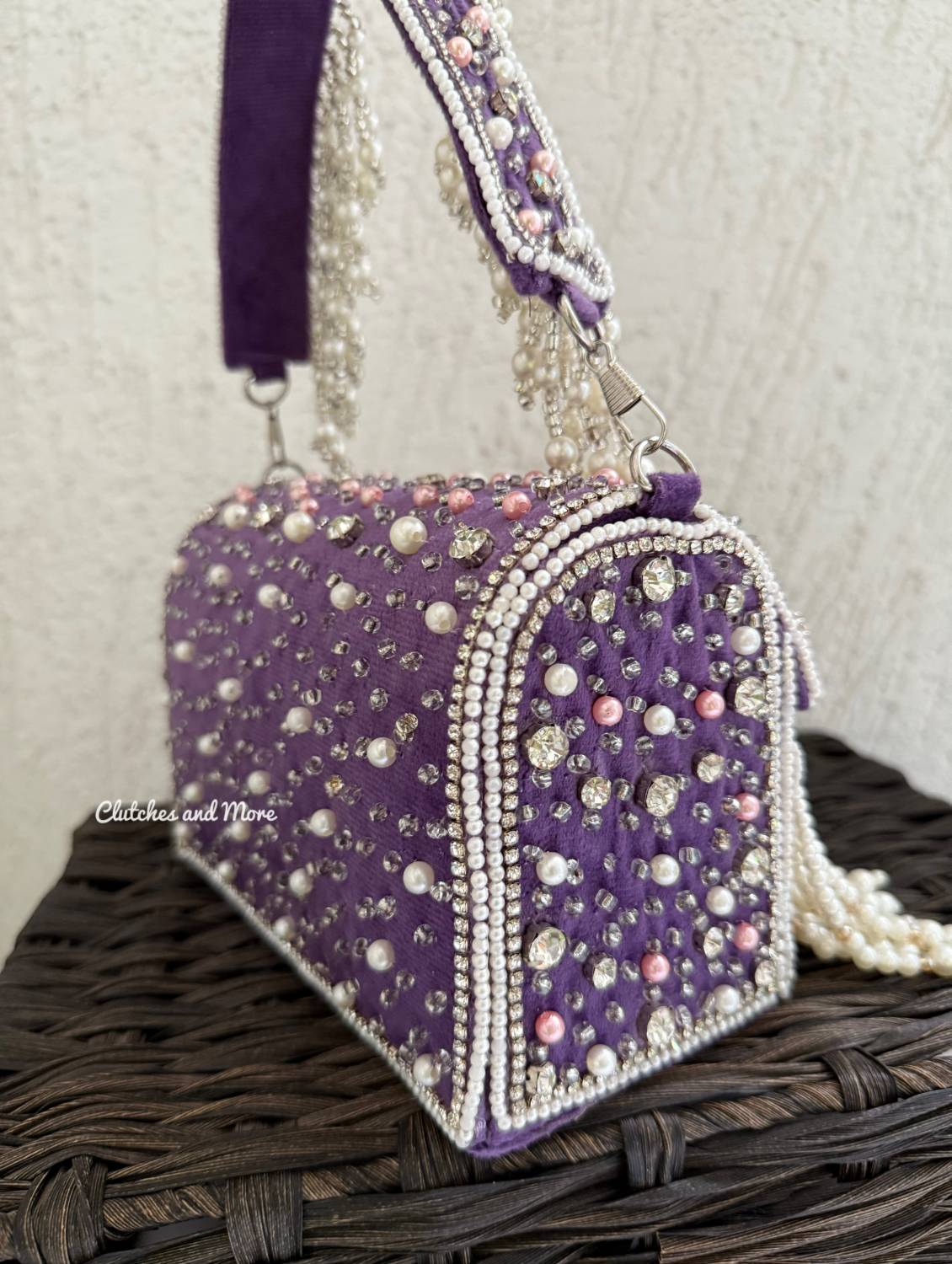 Premium Tassle Box clutch Purple