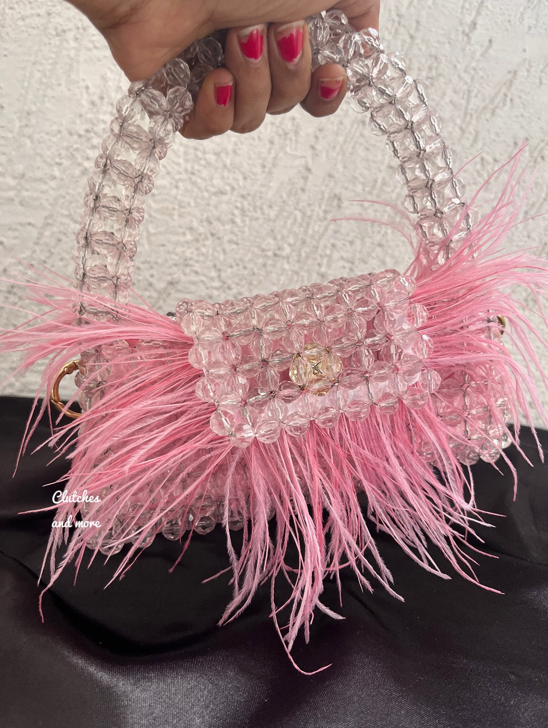 Feather Crystal Bag Pink