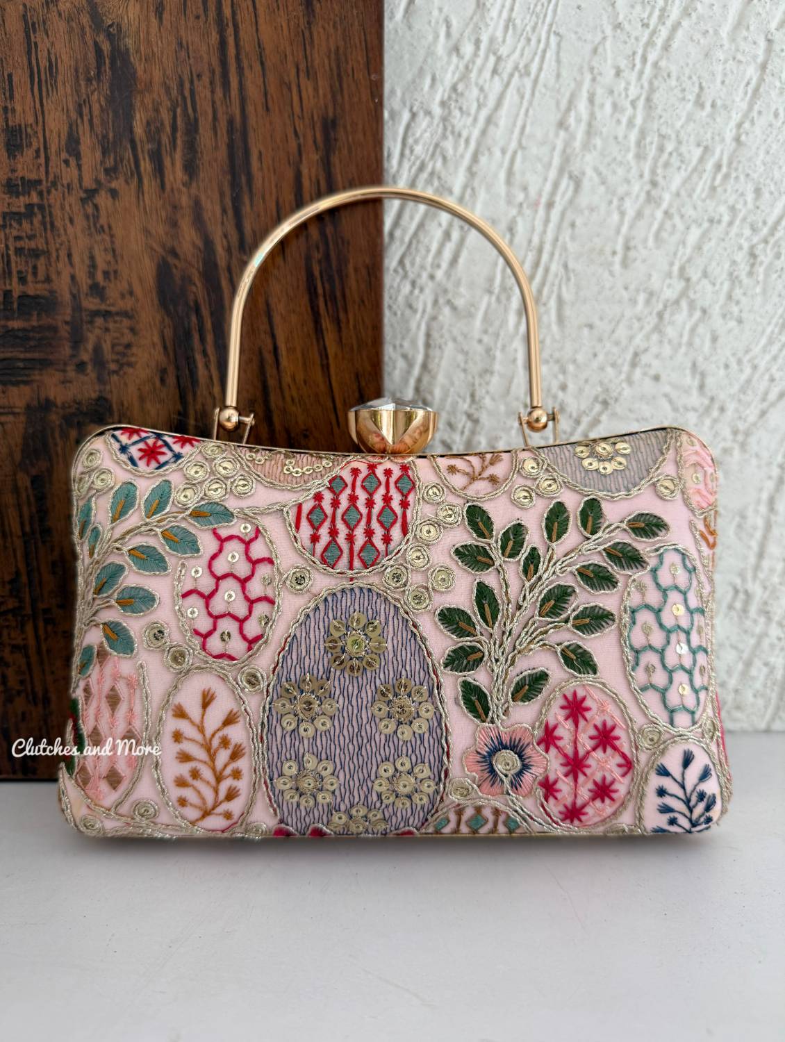 Lakhnawi Chikankari Bag Light Pink
