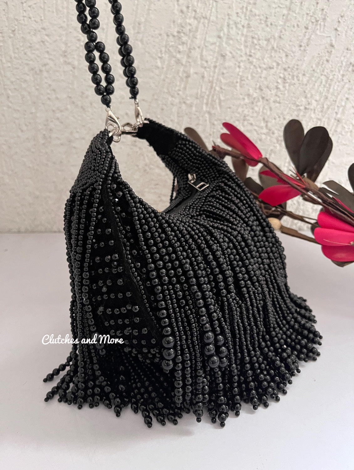 Arzoo pearl Tassle Bag Black