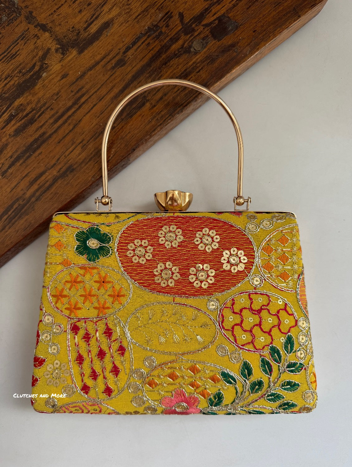 Lakhnawi Chikankari Bag Yellow